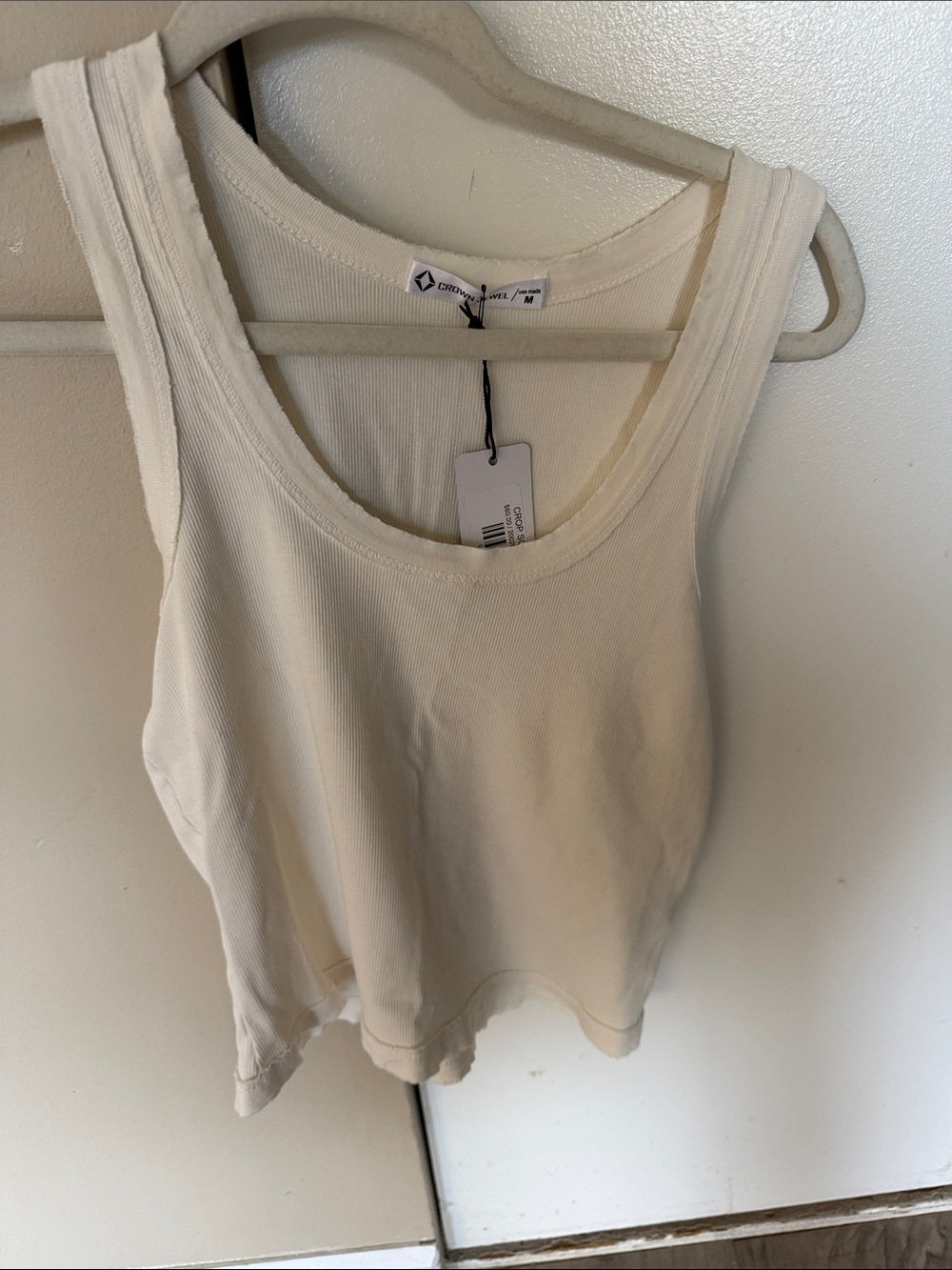 Crown Jewel Cotton Rib Tank Top - cream -
